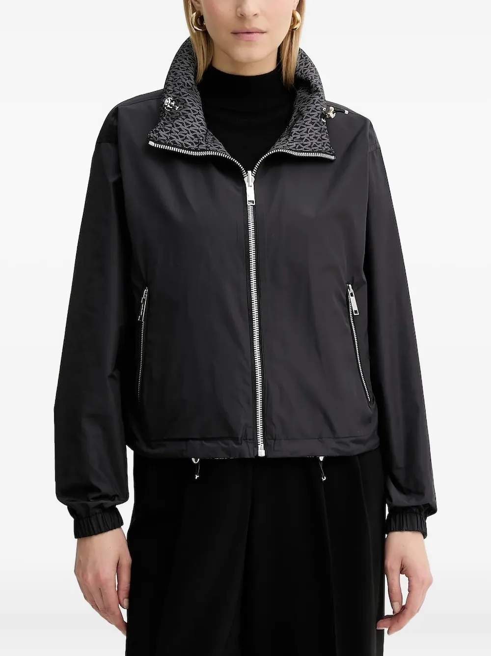 Michael Michael Kors Logo-print Zip-front Jacket In Black