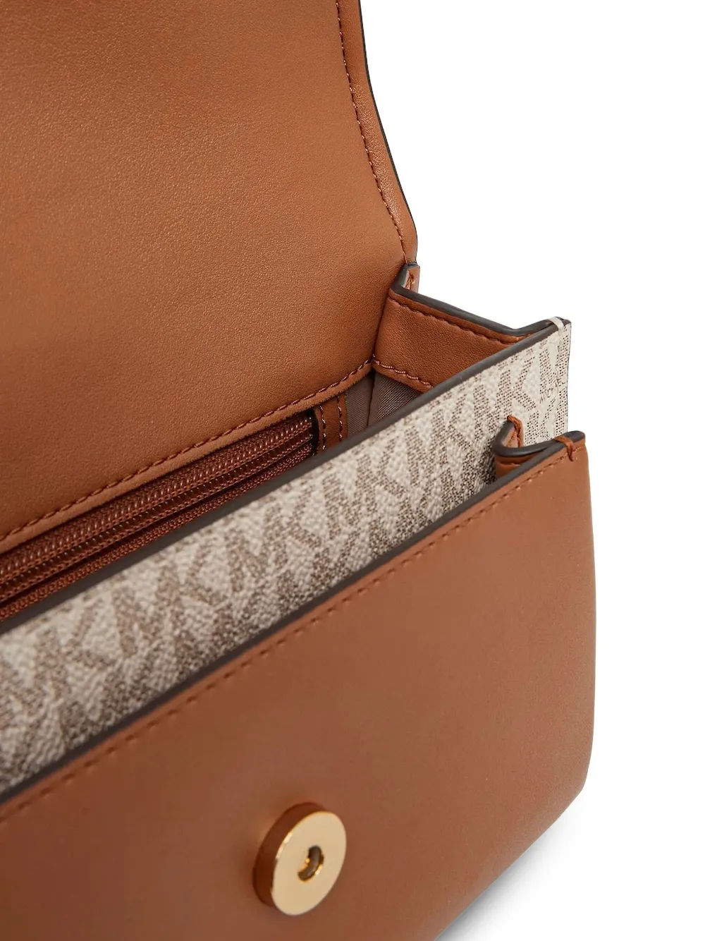 Michael Kors Schoudertas met monogram en kettingband Beige