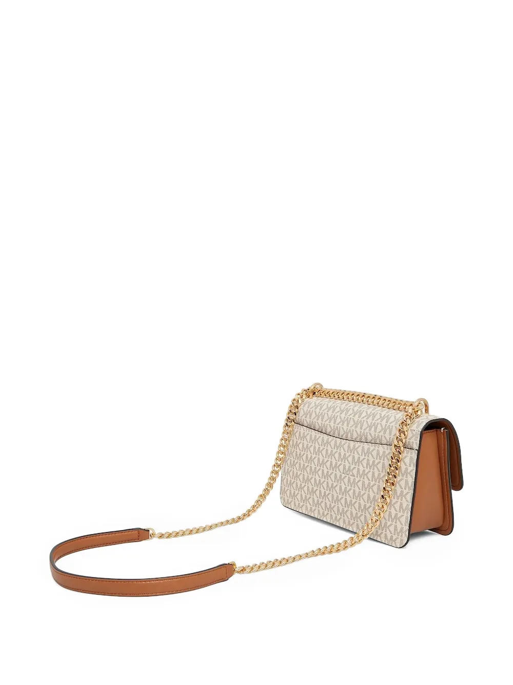 Michael Kors Schoudertas met monogram en kettingband Beige