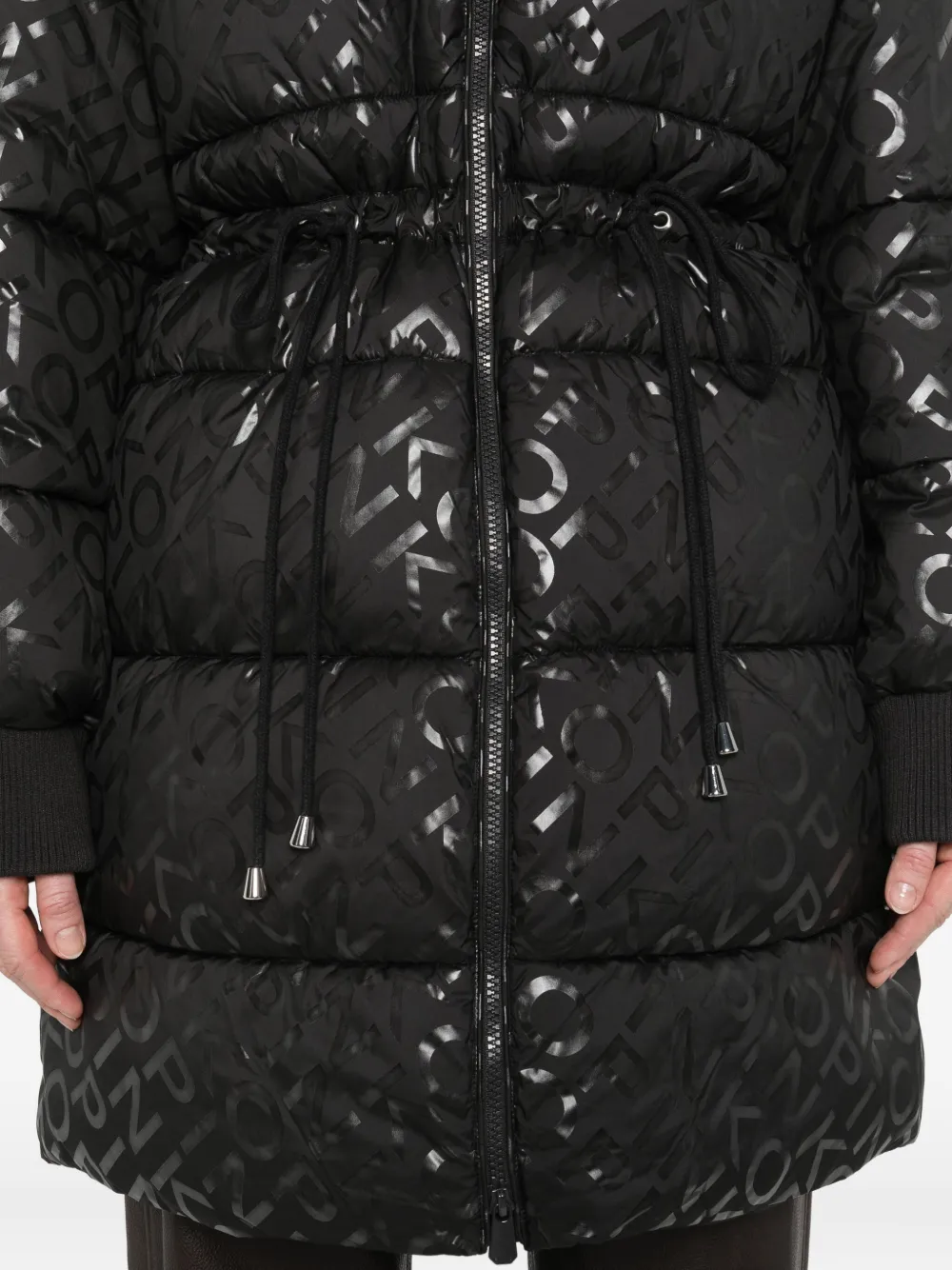 PINKO logo-print puffer coat Zwart