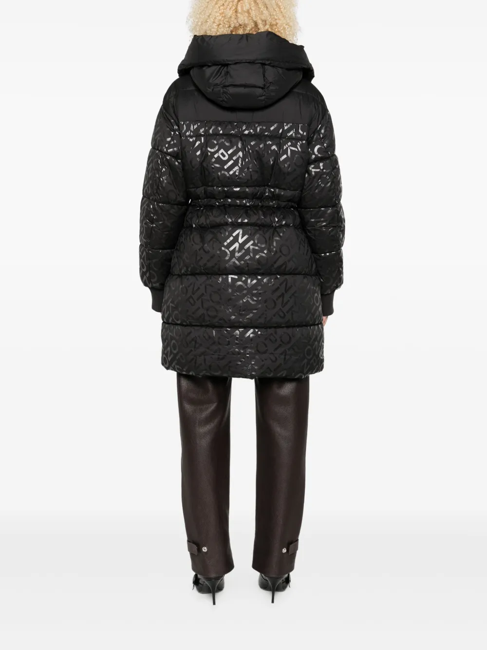 PINKO logo-print puffer coat Zwart