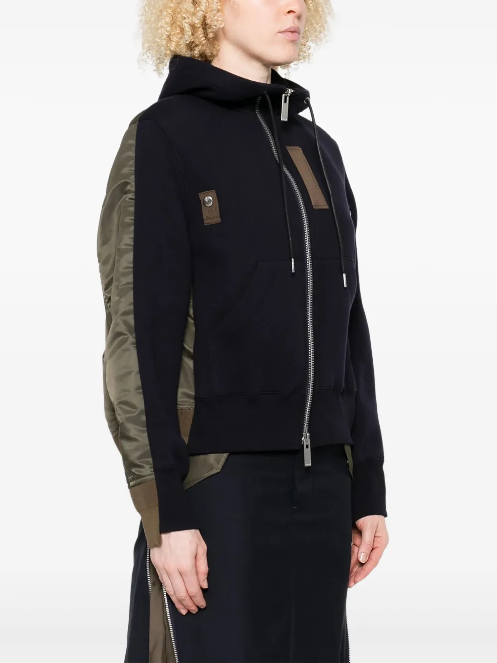 sacai Jack met capuchon en vlakken Blauw
