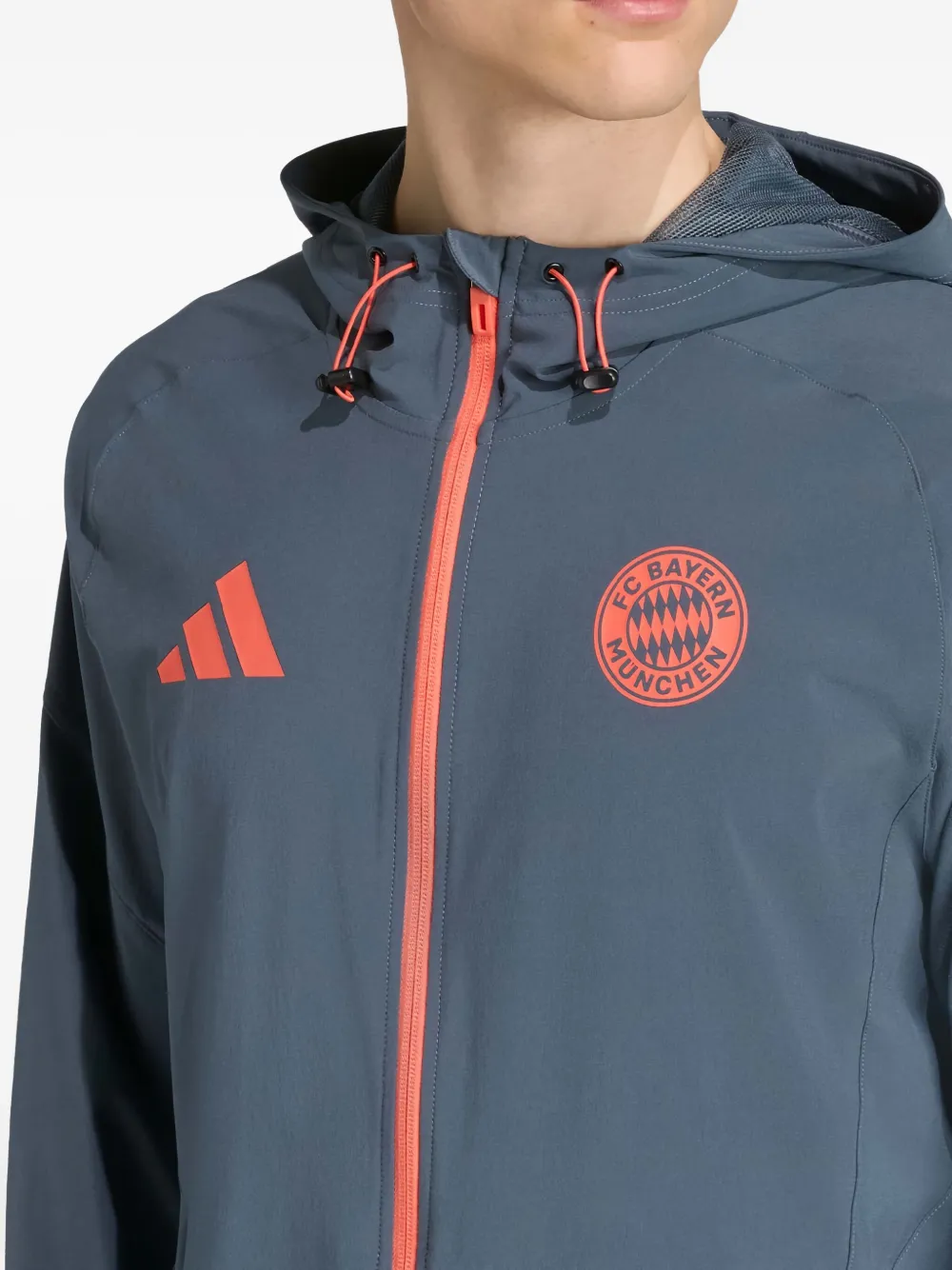 adidas x Bayern Munich hoodie met logo en rits Grijs