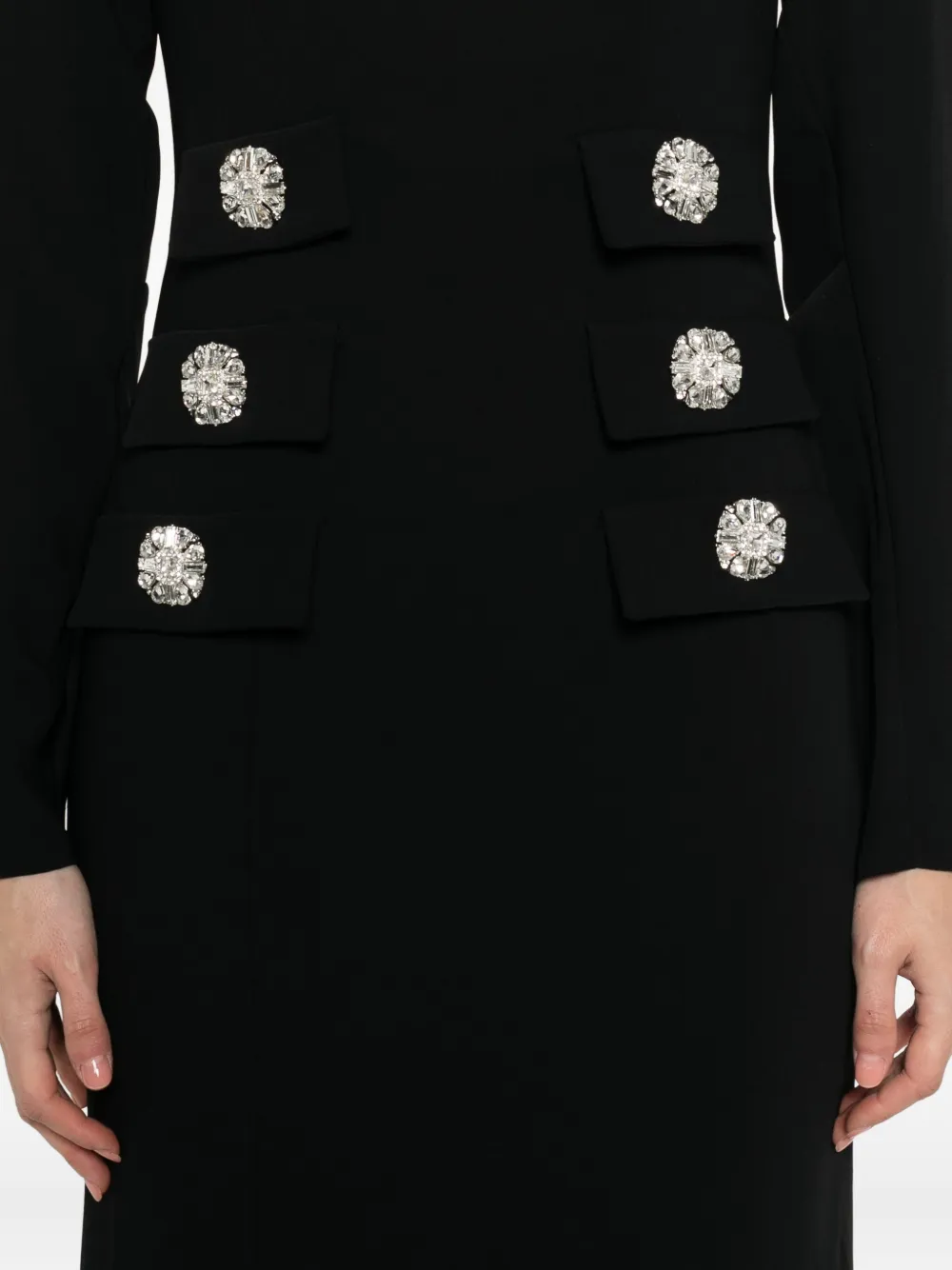 Costarellos Button-embellished Maxi Dress In Black