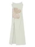 Costarellos leaf-embellished slit-detail maxi dress - Green