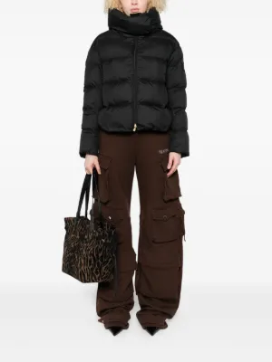 【美品】ピンコ　PINKO　フーデッドファージャケット　パーカー　黒　38 PINKO TAG Ladies Wool Blend Coat Jacket Fur Detail Size US 4
