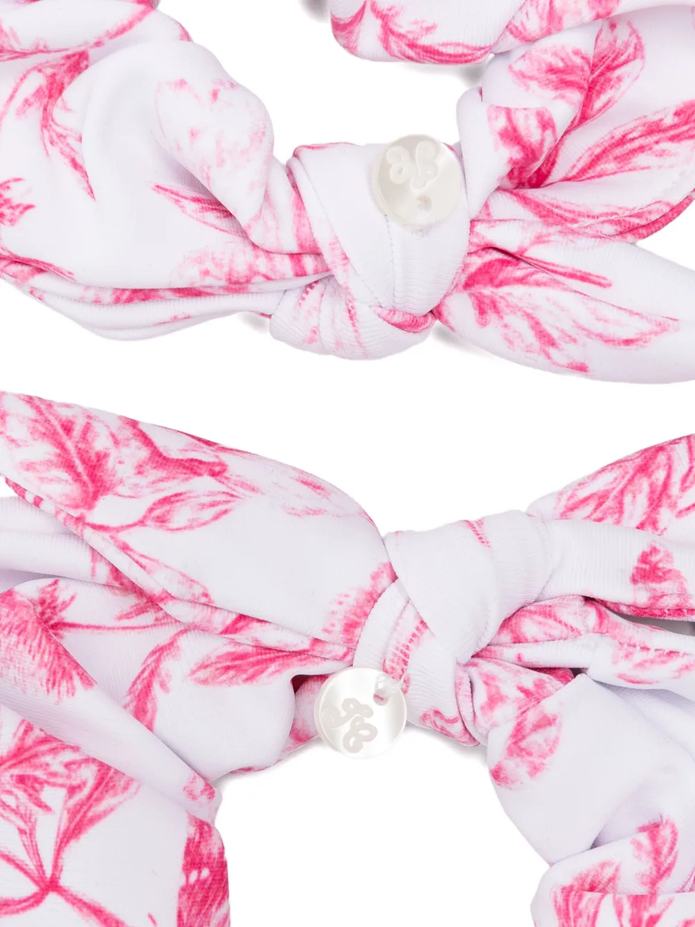 Tartine Et Chocolat Floral-print Bow Hair Ties In Pink