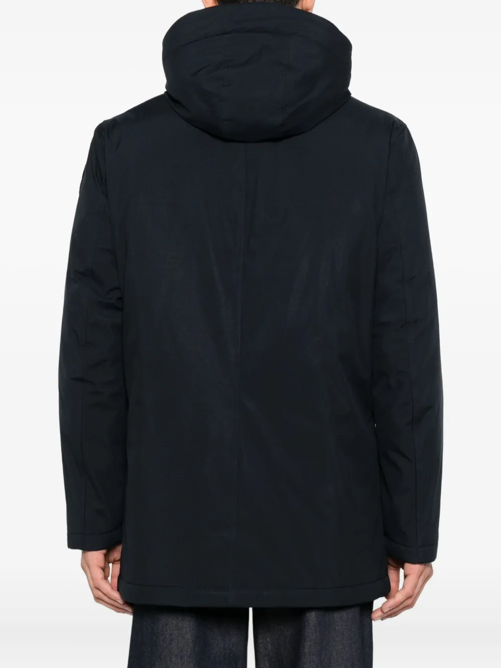 Blauer Jack met capuchon en knoopsluiting Blauw