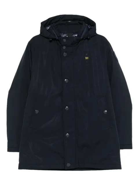 Blauer hooded button-fastening jacket