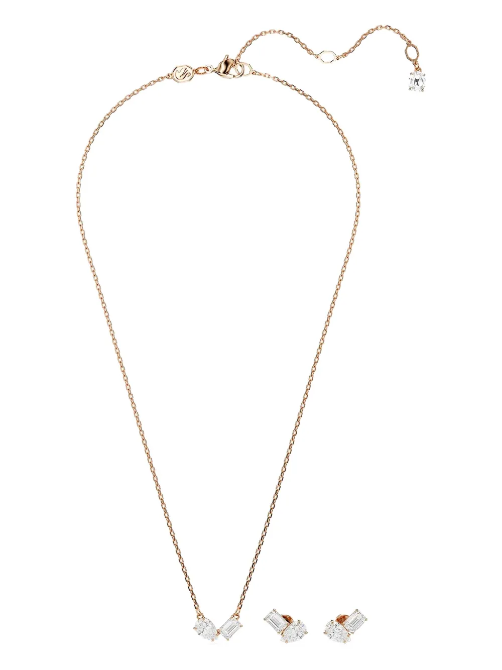 Swarovski Mesmera Pear-cut Emerald-cut Necklace Set In Gold