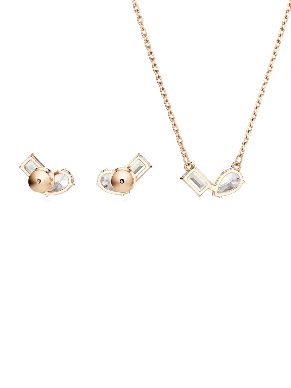 Swarovski Mesmera Pear-cut Emerald-cut Necklace Set In Gold