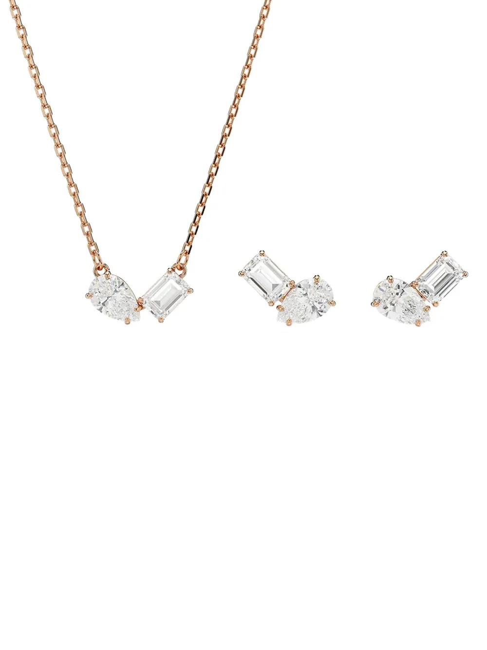 Swarovski Mesmera Pear-cut Emerald-cut Necklace Set In Gold