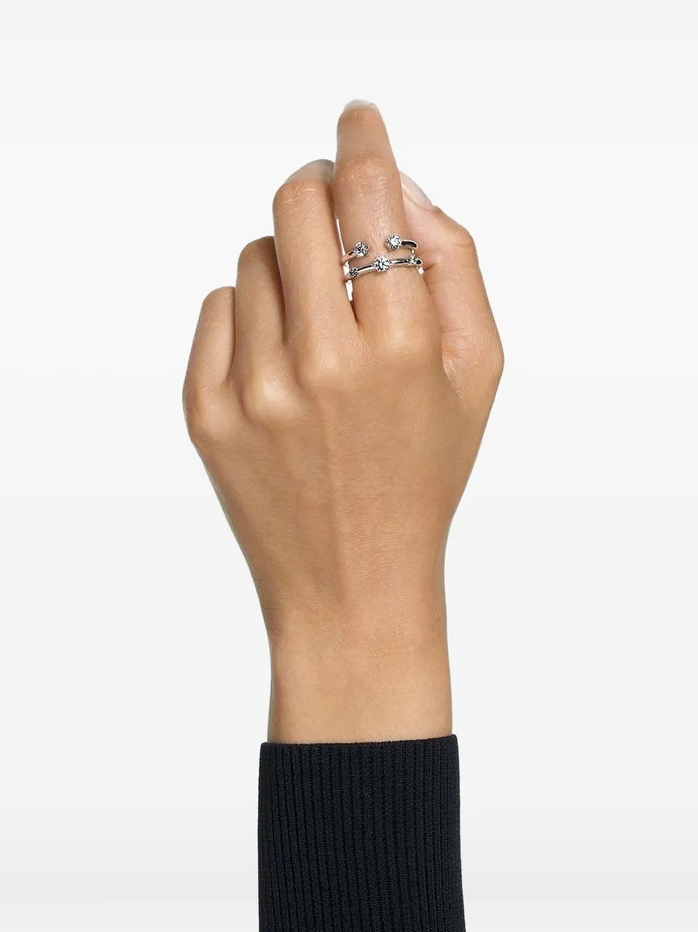 Swarovski embellished rings (set of two) | Silver | Image 1