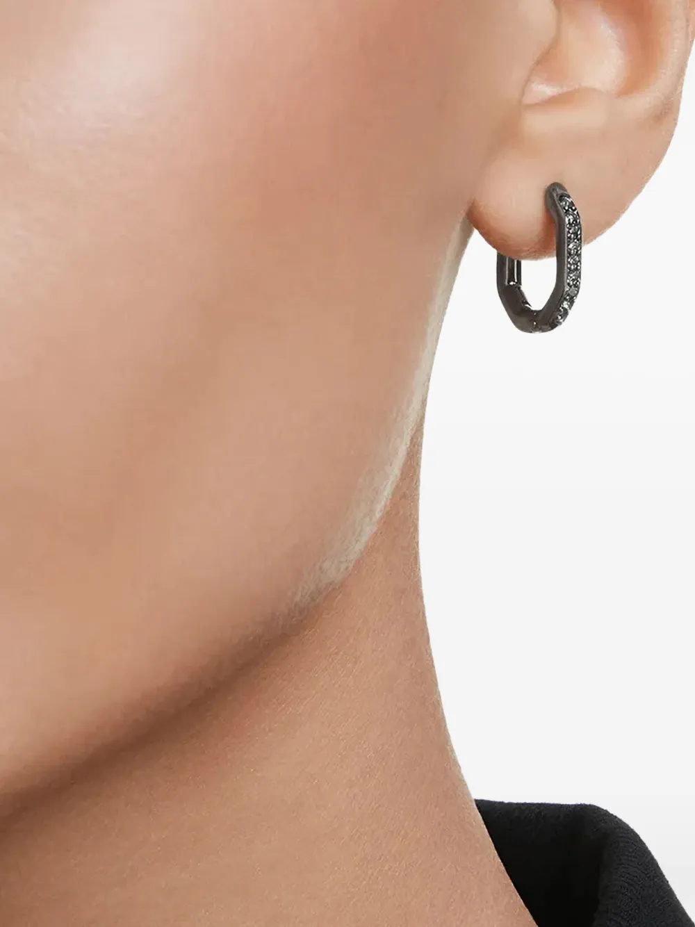 Swarovski Dextera octagonal-cut black-diamond hoop earrings - ブラック Swarovski Dextera octagonal-cut black-diamond hoop earrings - ブラック