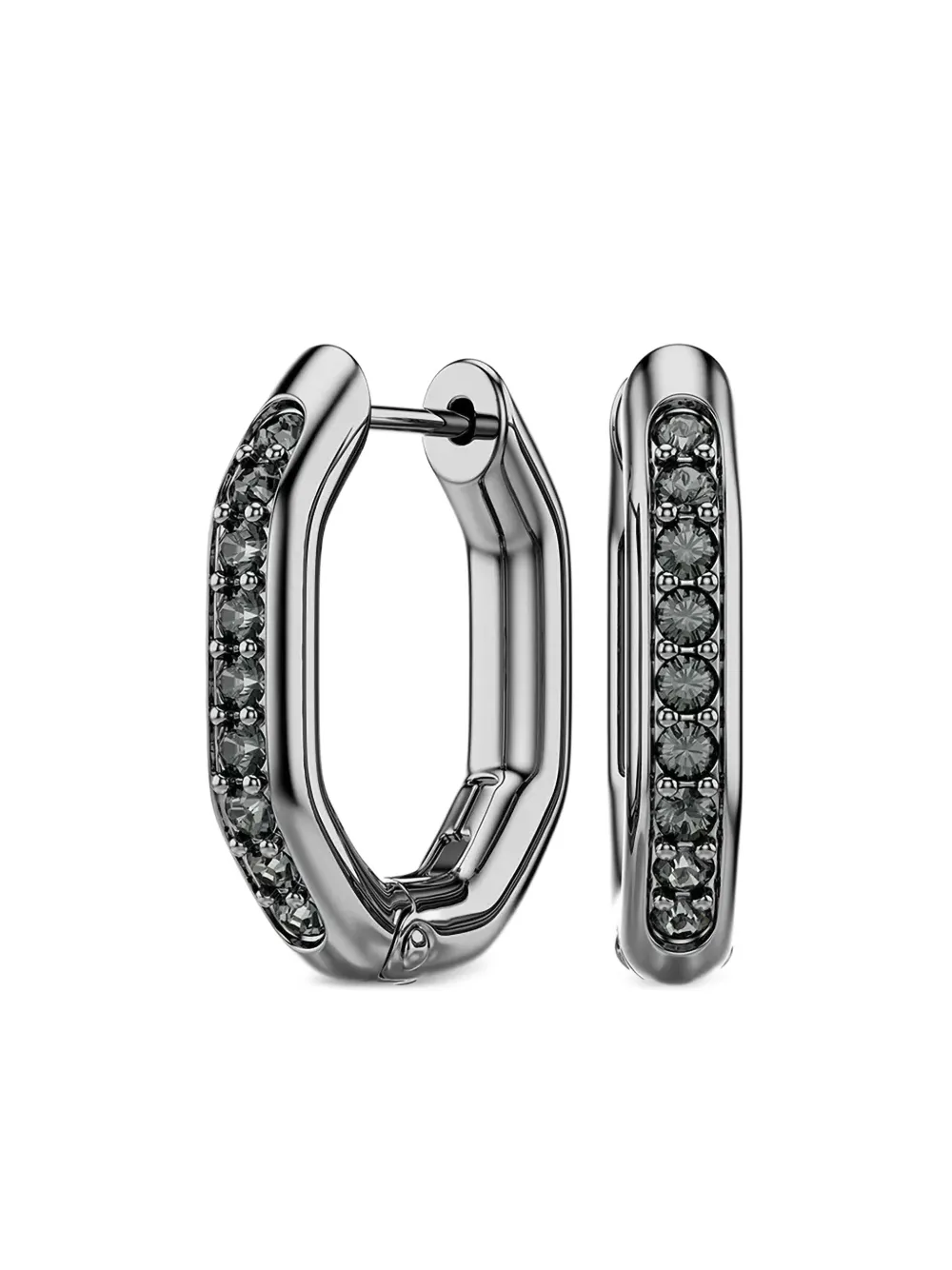 Swarovski Dextera octagonal-cut black-diamond hoop earrings - Zwart