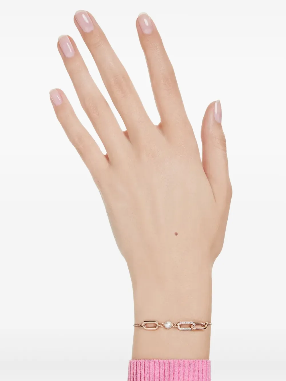 Swarovski Constella schakelarmband verfraaid met parel - Roze