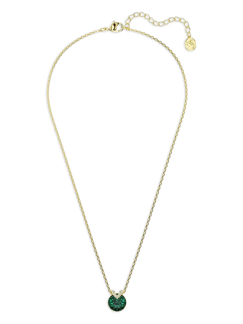 Bella V emerald crystal gold chain necklace