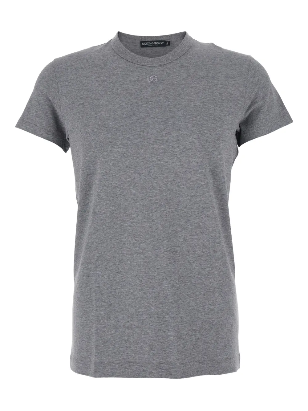 Dolce & Gabbana crew-neck logo-embroidered T-shirt - グレー Dolce & Gabbana crew-neck logo-embroidered T-shirt - グレー