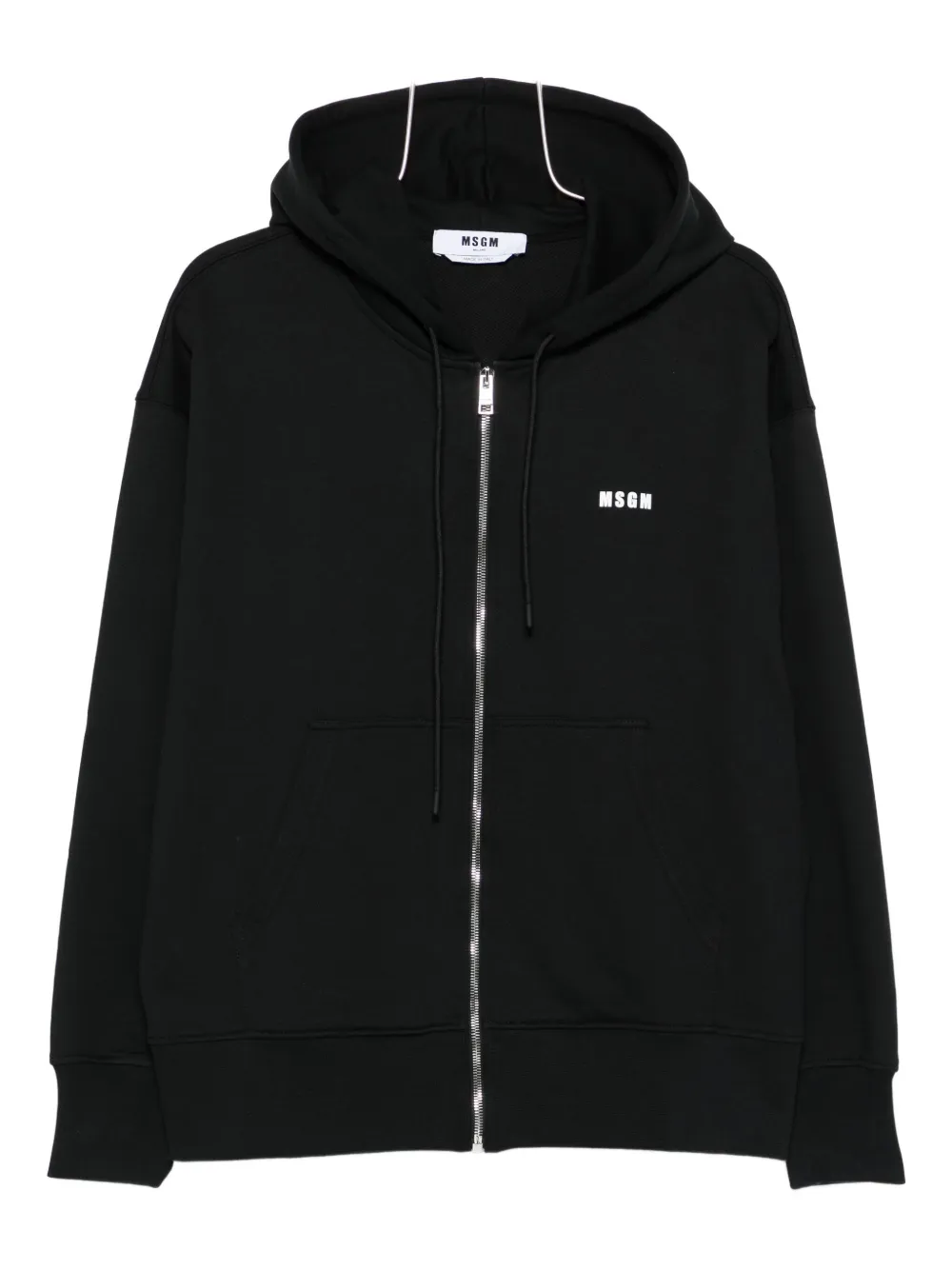 MSGM logo-print zip-up hoodie Zwart