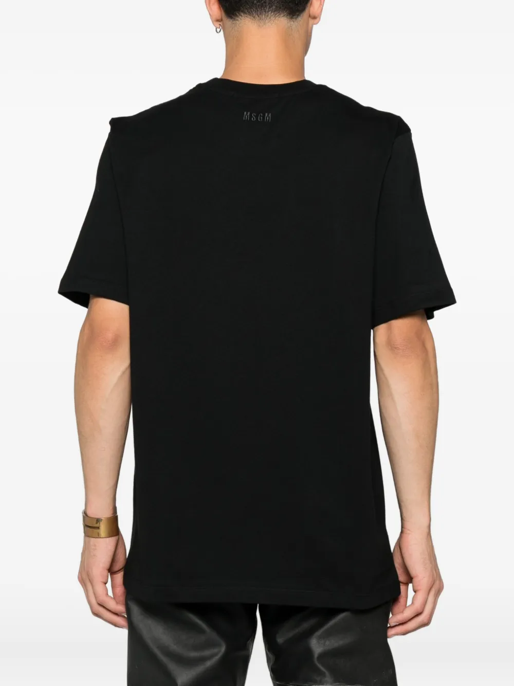 MSGM logo-embroidered cotton T-shirt Zwart