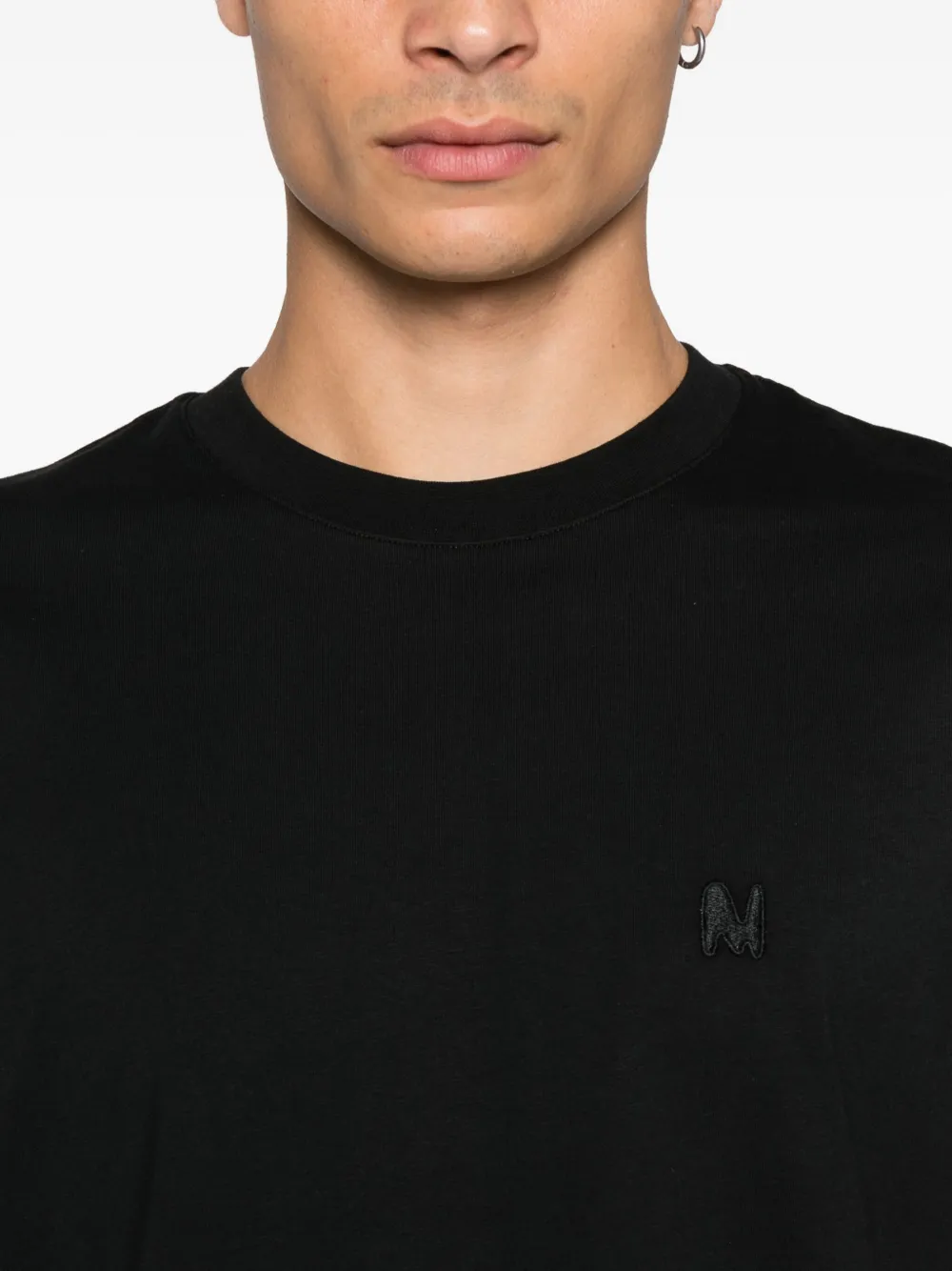 MSGM logo-embroidered cotton T-shirt Zwart