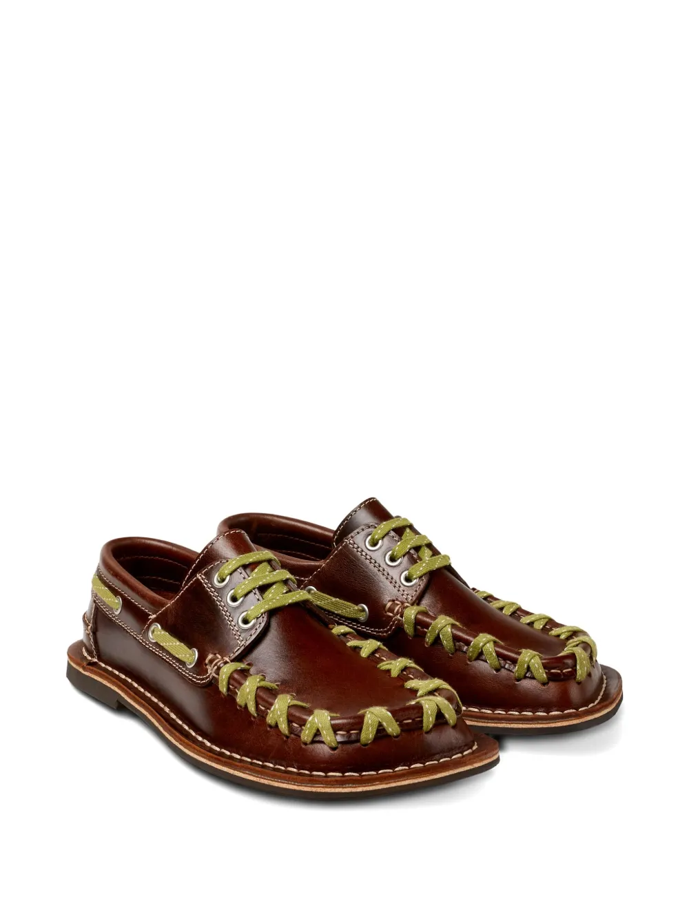 CamperLab Eki leather lace-up boat shoes Brown