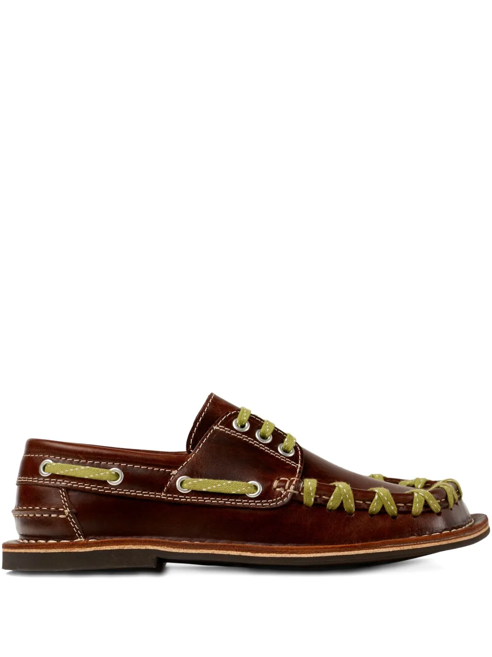 CamperLab Eki leather lace-up boat shoes Brown