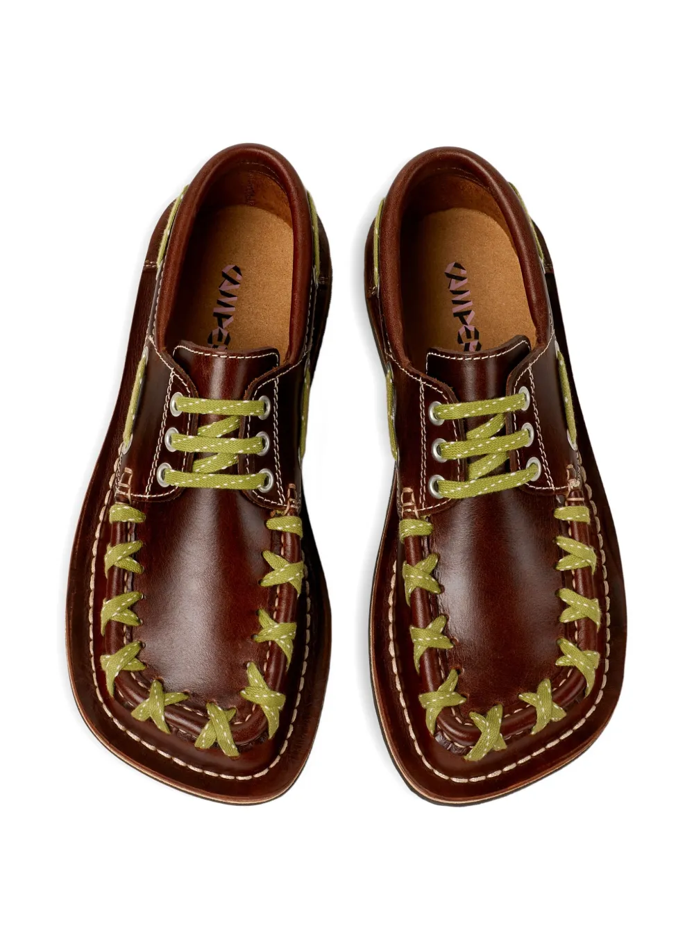 CamperLab Eki leather lace-up boat shoes Brown