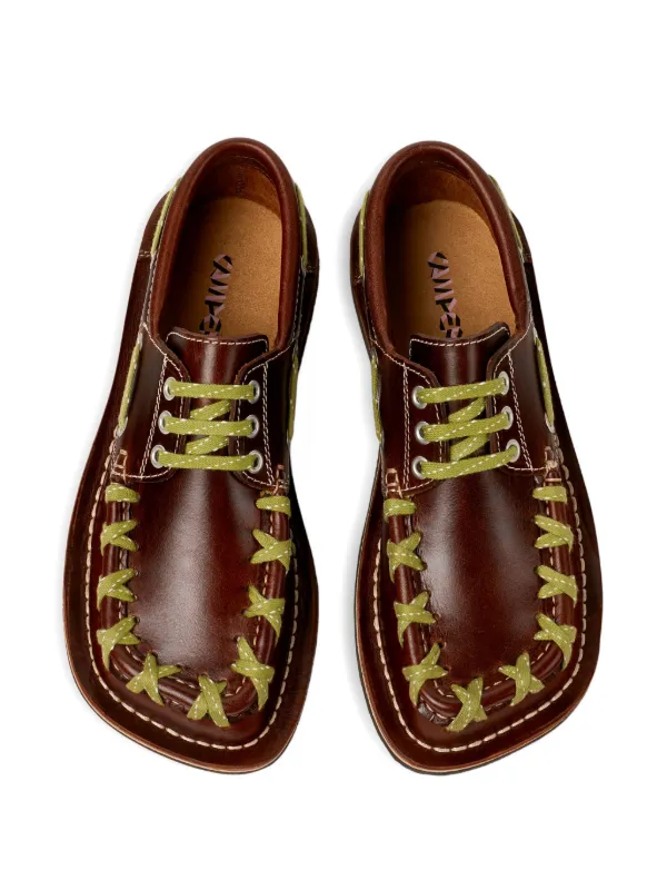 CamperLab Eki Leather lace-up Boat Shoes | Brown | FARFETCH