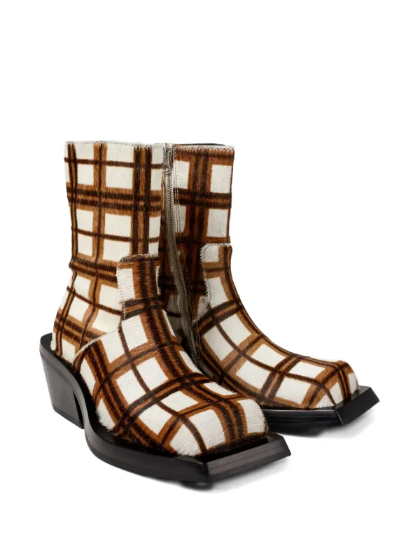 CamperLab Quetal Checked Ankle Boots | White | FARFETCH