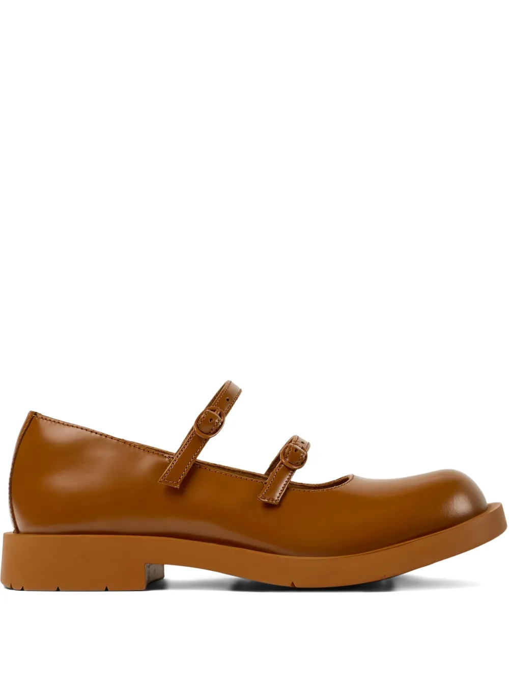 CamperLab 1978 double-buckle leather flat pumps 005 MEDIUM BROWN 1