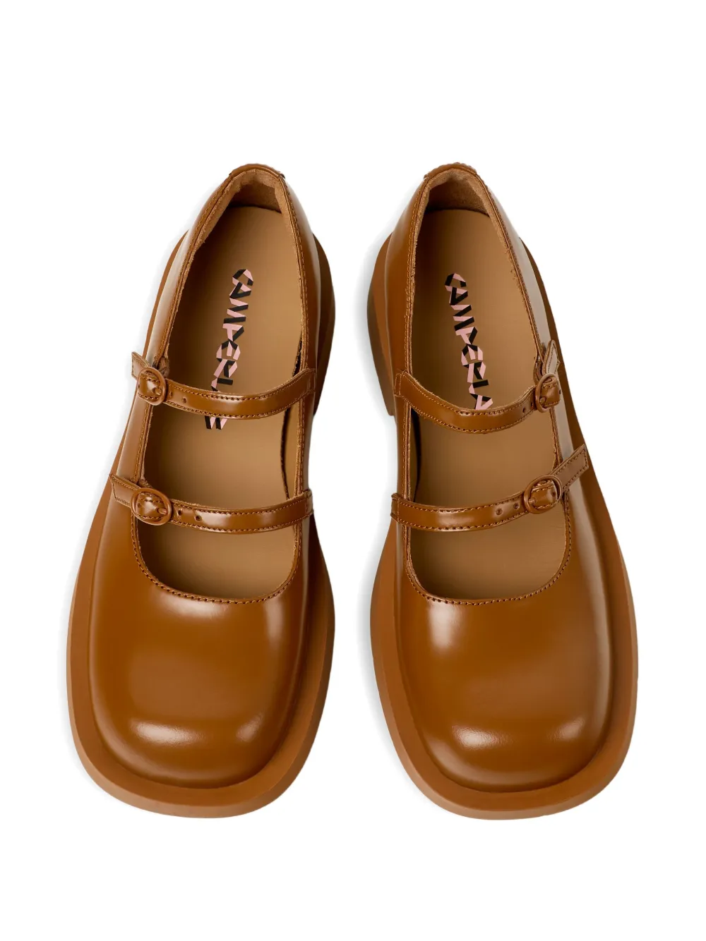 CamperLab 1978 leren pumps met dubbele gesp 005 MEDIUM BROWN 1
