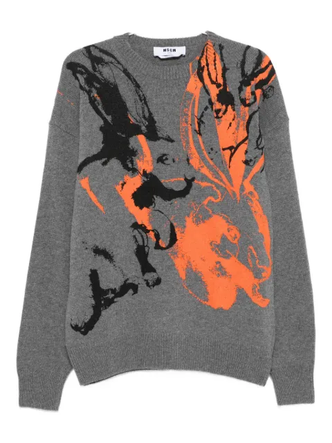 MSGM rabbit-print crew-neck sweater