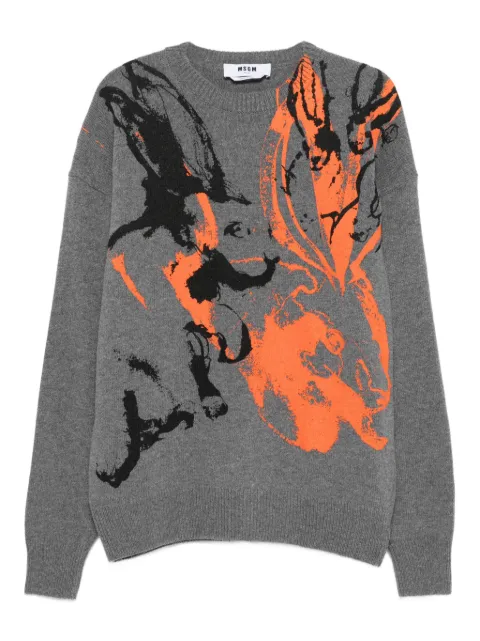 MSGM rabbit-print crew-neck sweater