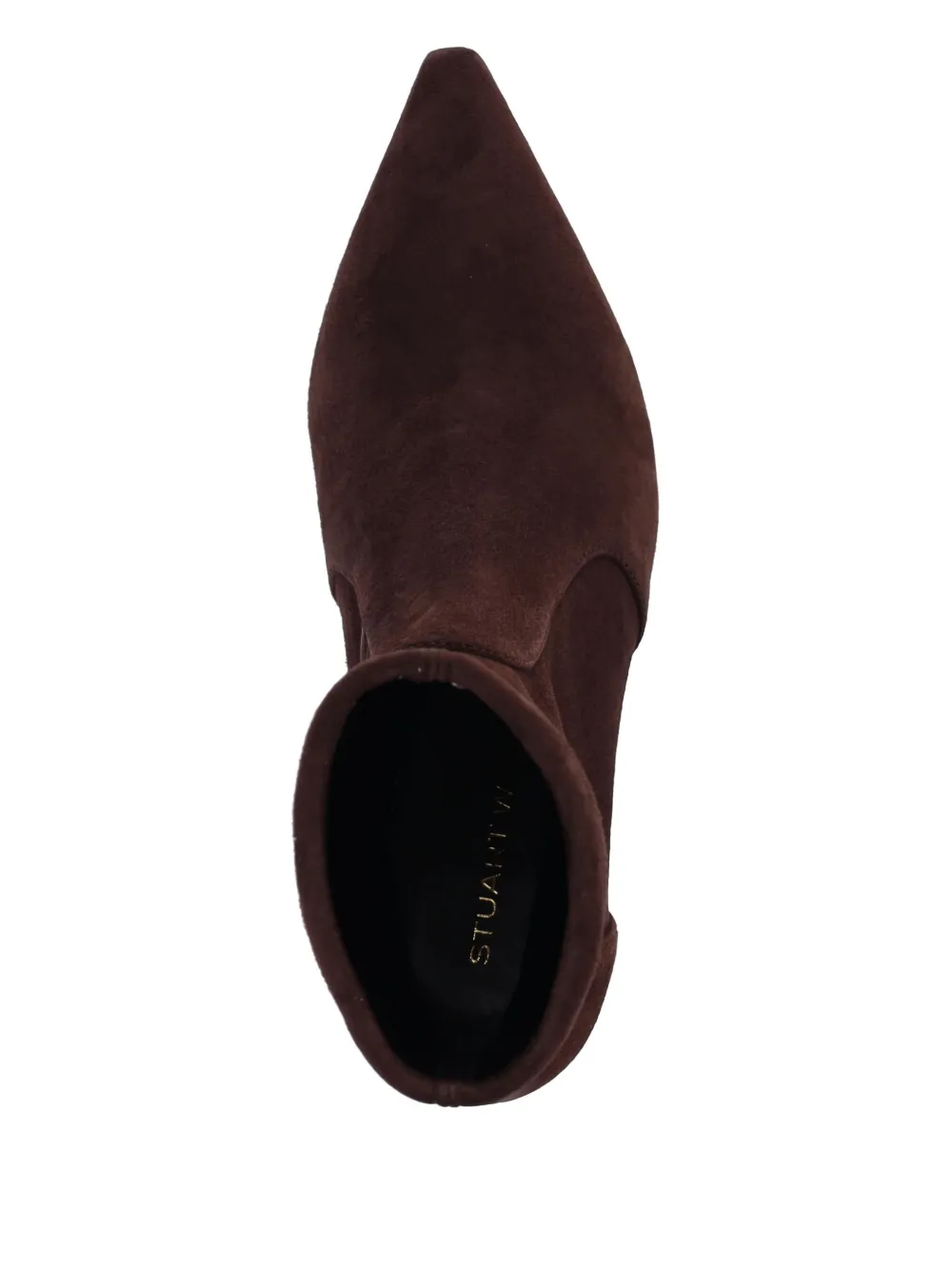 Stuart Weitzman Pointed Toe Kitten Heel Ankle Boots In Brown