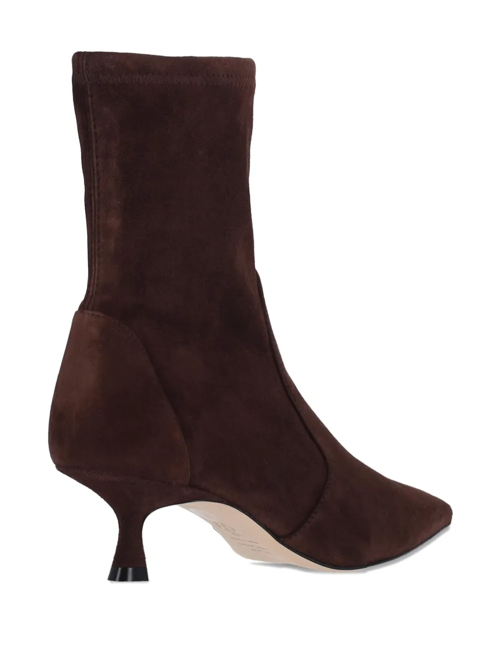 Stuart Weitzman Pointed Toe Kitten Heel Ankle Boots In Brown