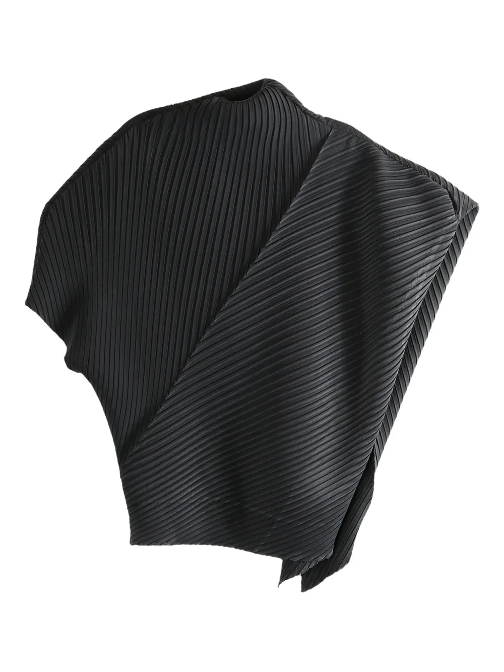 Issey Miyake pleated asymmetric T-shirt Zwart