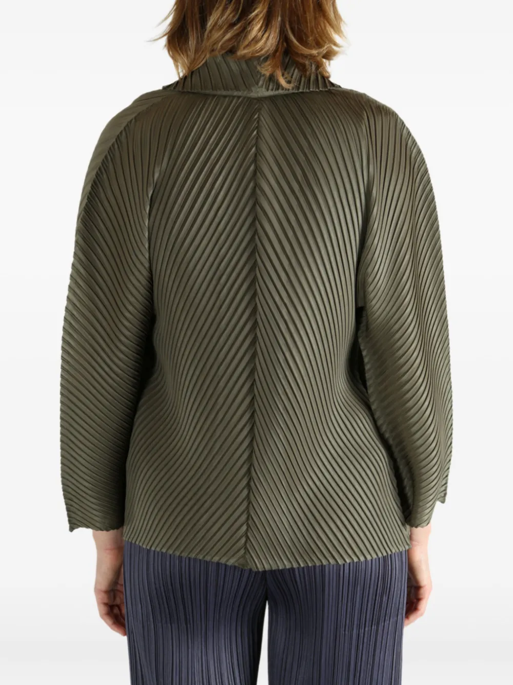 Issey Miyake Soft Fold pleated jacket Groen