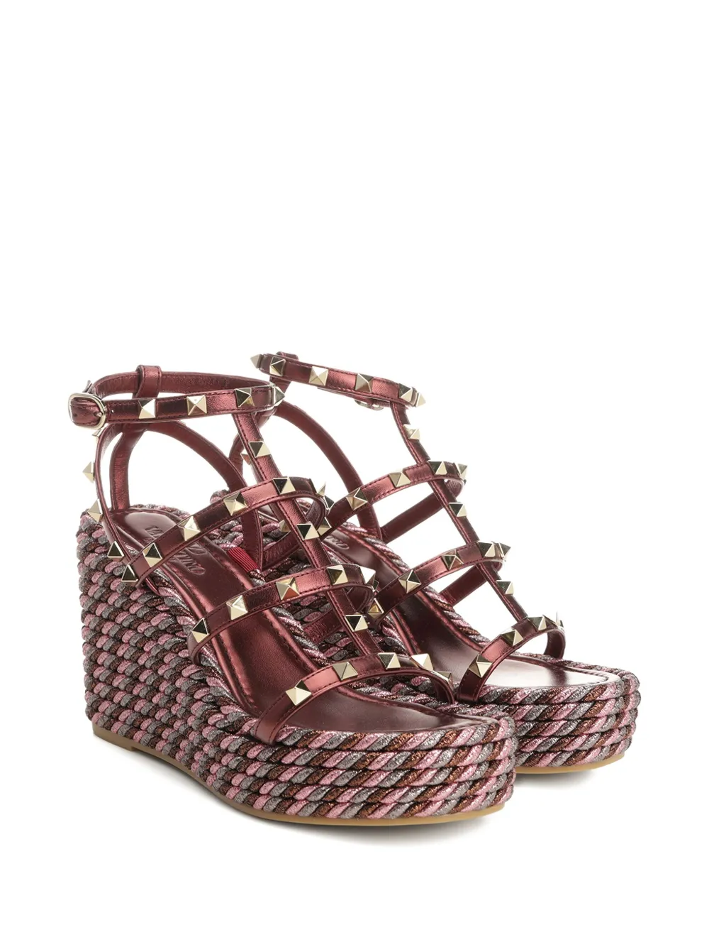 Valentino Garavani 95mm studded wedge sandals Brown