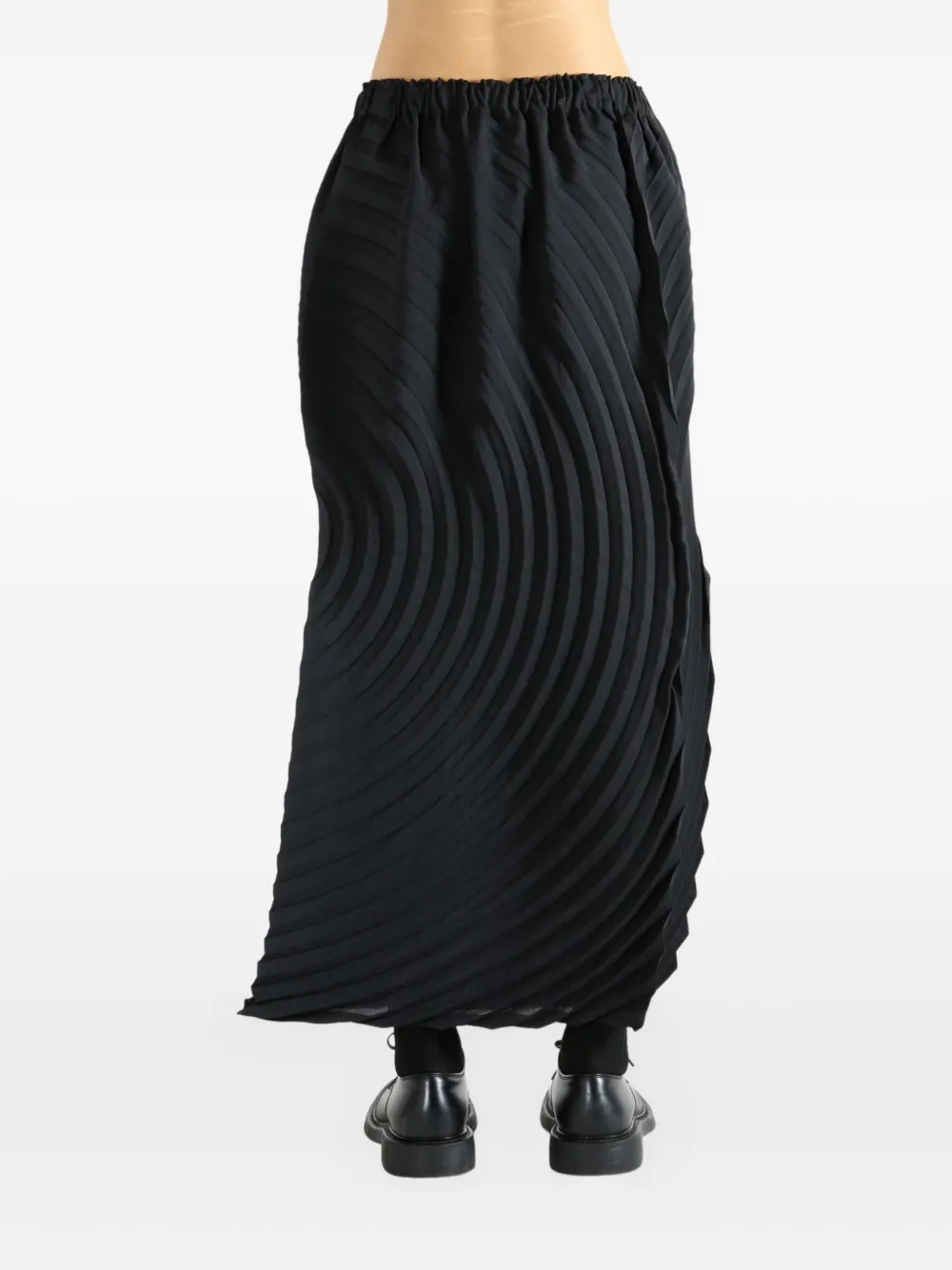 Issey Miyake Paper Bag Pleats Circular Midi Skirt In Black
