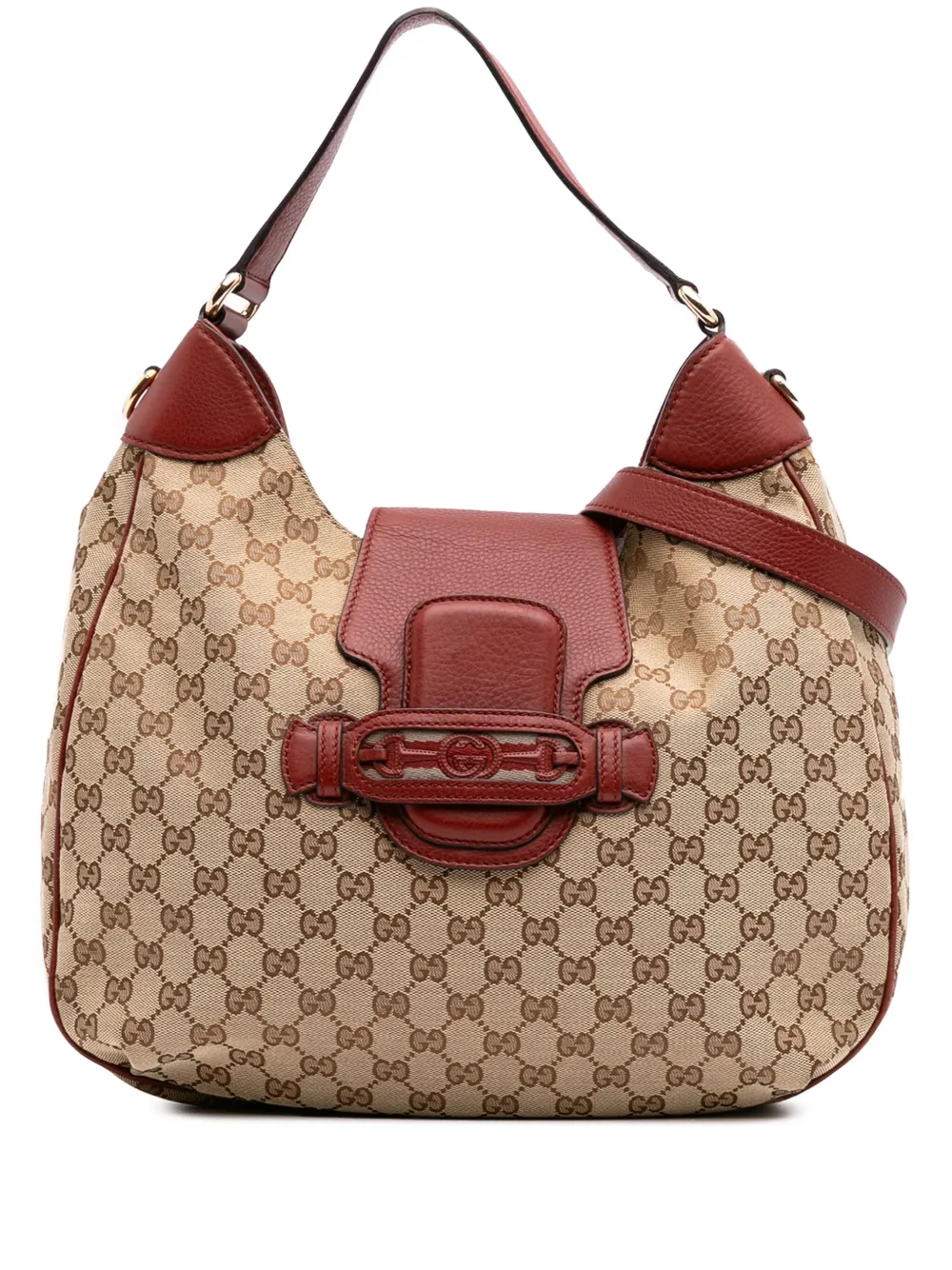 Pre-owned Gucci 2016-2025 Gg Canvas Dressage Hobo Satchel In Brown