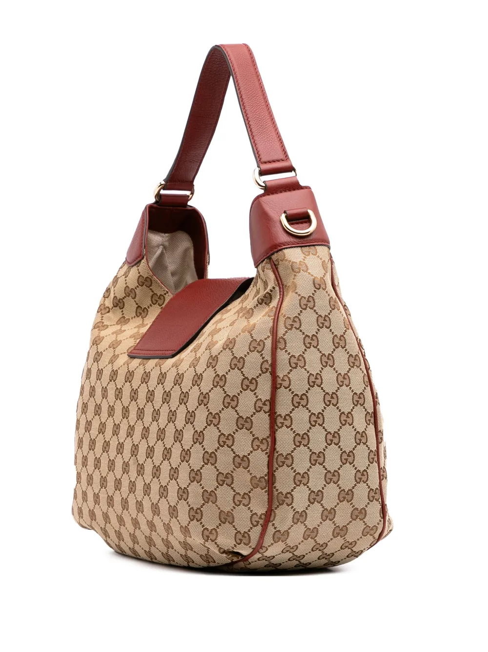 Pre-owned Gucci 2016-2025 Gg Canvas Dressage Hobo Satchel In Brown