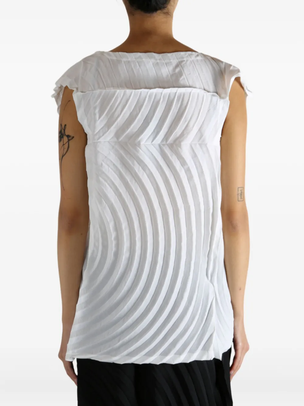 Issey Miyake Paper Bag Pleats Curved Top In White