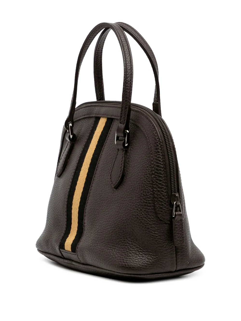 Pre-owned Gucci 2016-2025 Mini Leather Web Dome Satchel In Brown