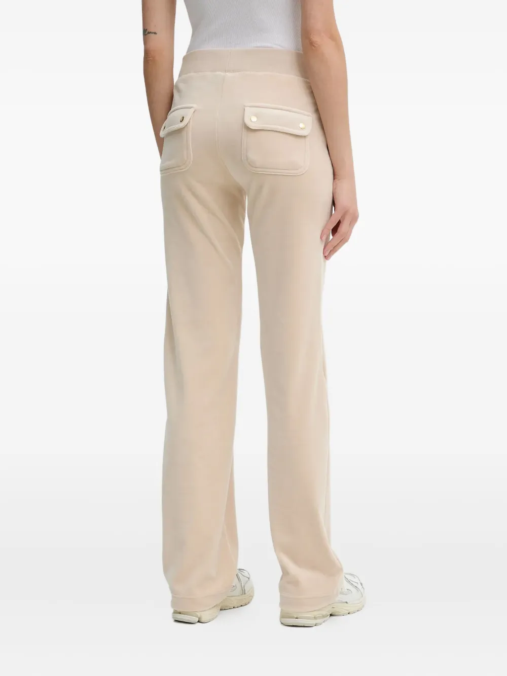 Juicy Couture Fluwelen trainingsbroek met opgestikte zak Beige