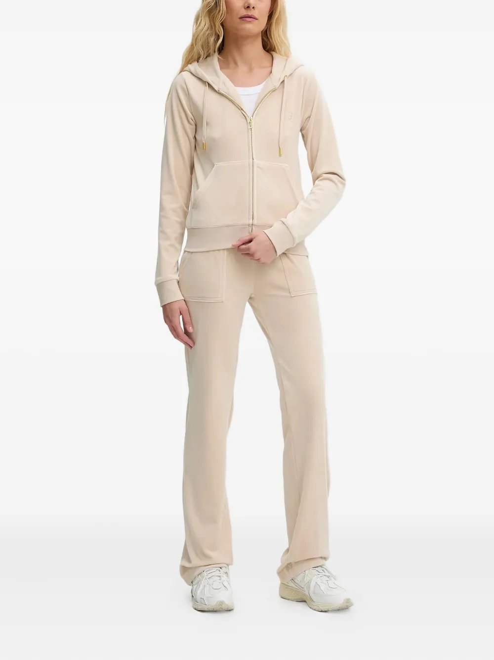 Juicy Couture Fluwelen trainingsbroek met opgestikte zak - Beige