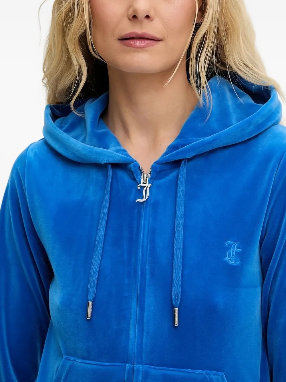 Juicy Couture Logo-embroidered Zip-up Hoodie In Blue