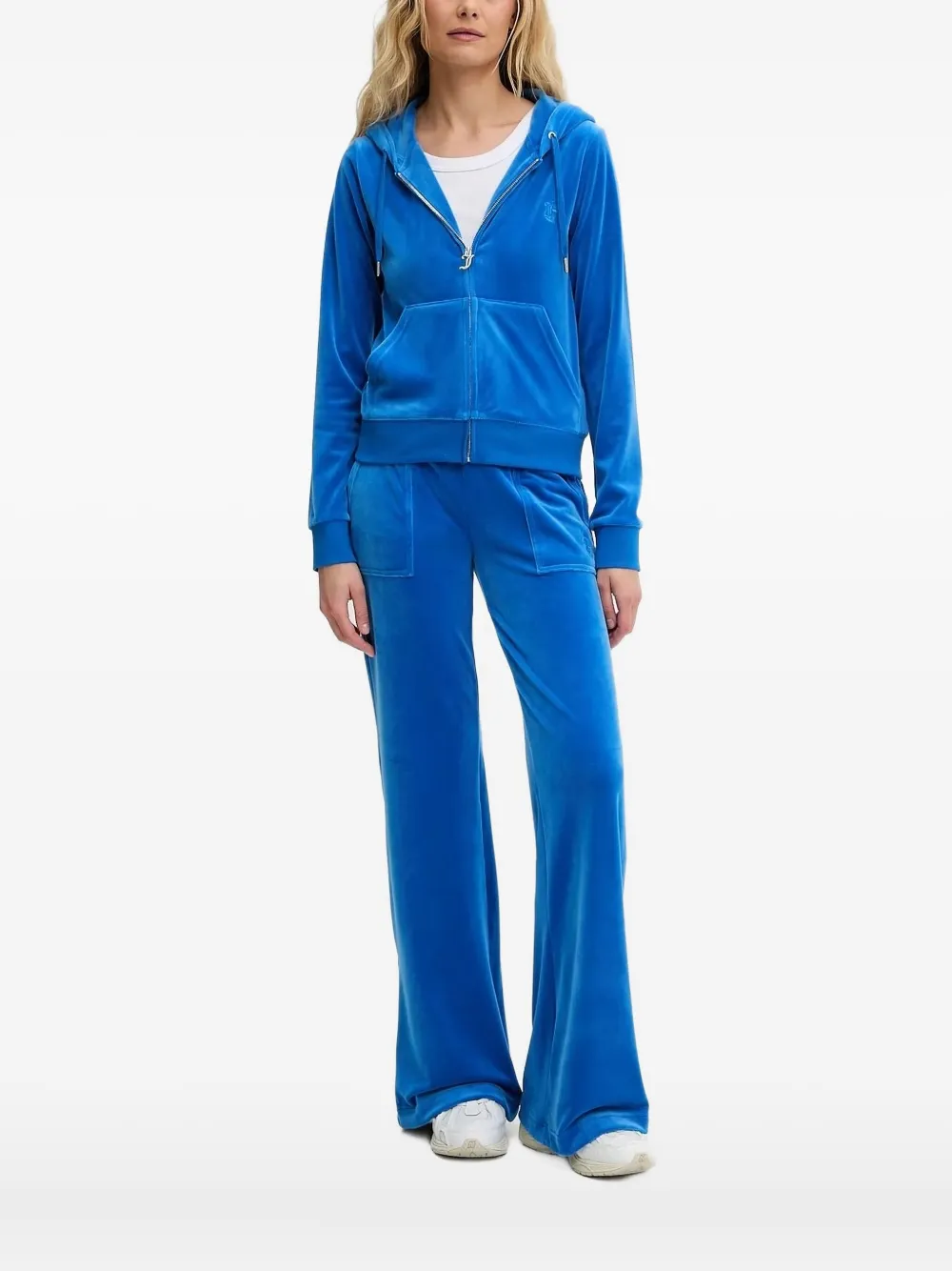 Juicy Couture Logo-embroidered Zip-up Hoodie In Blue