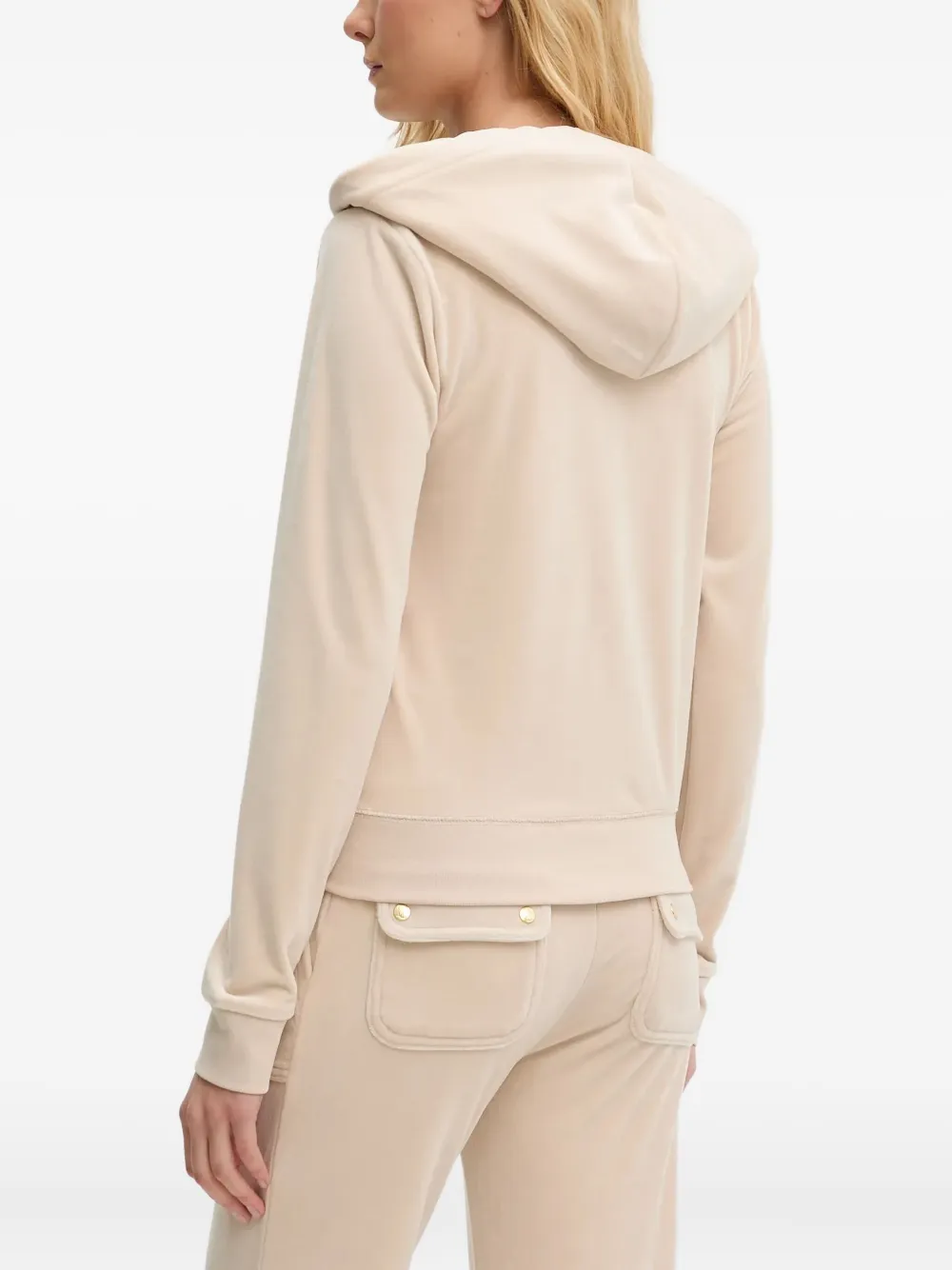Juicy Couture Womens Brazilian Sand Robertson Velour Stretch-woven Hoody In Neutral