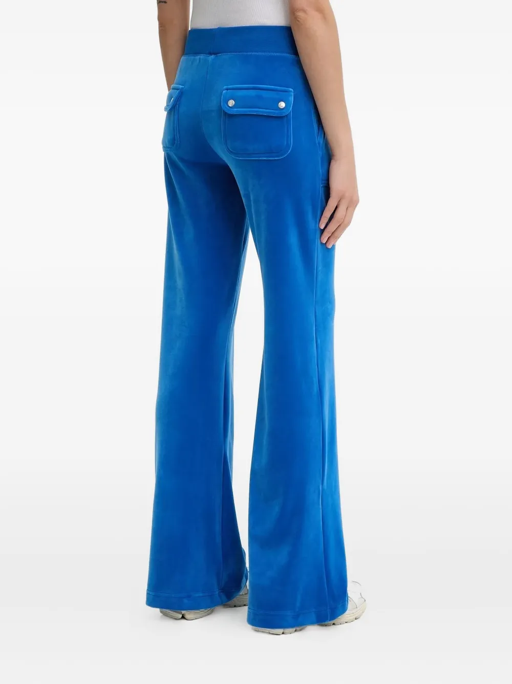 Juicy Couture flap-pocket velour trousers - Blauw